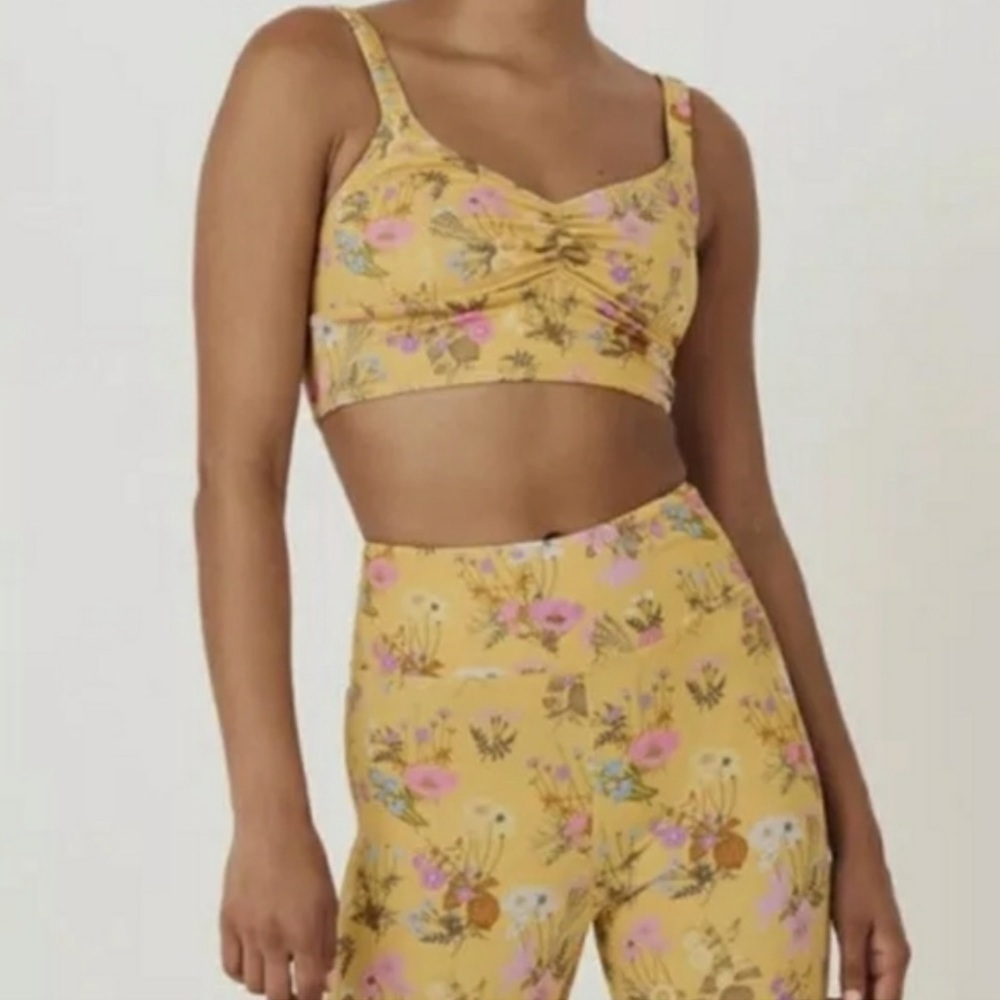 Spell & The Gypsy Collective Wild Blooms Sports Bra & Leggings in Mustard Small